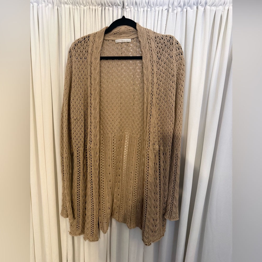 Sarah Spencer Tan Open-Knit Cardigan